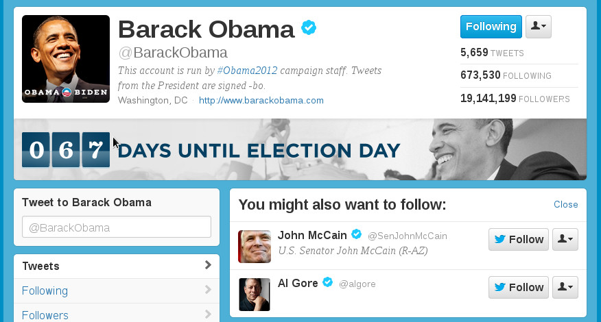 Following Obama and Twitter suggests following McCain?!?